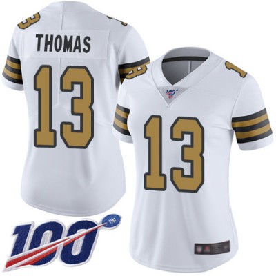 Nike New Orleans Saints #13 Michael Thomas White Women's Stitched NFL Limited Rush 100th Season Jersey